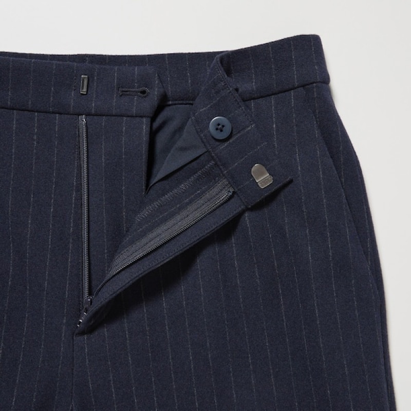 Uniqlo Smart Brushed Ankle Ženske Hlače Tamnoplave | 7091-XTNVF