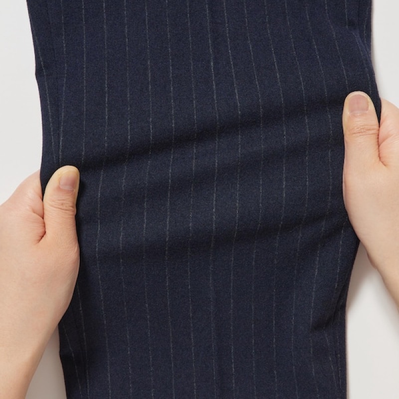 Uniqlo Smart Brushed Ankle Ženske Hlače Tamnoplave | 7091-XTNVF