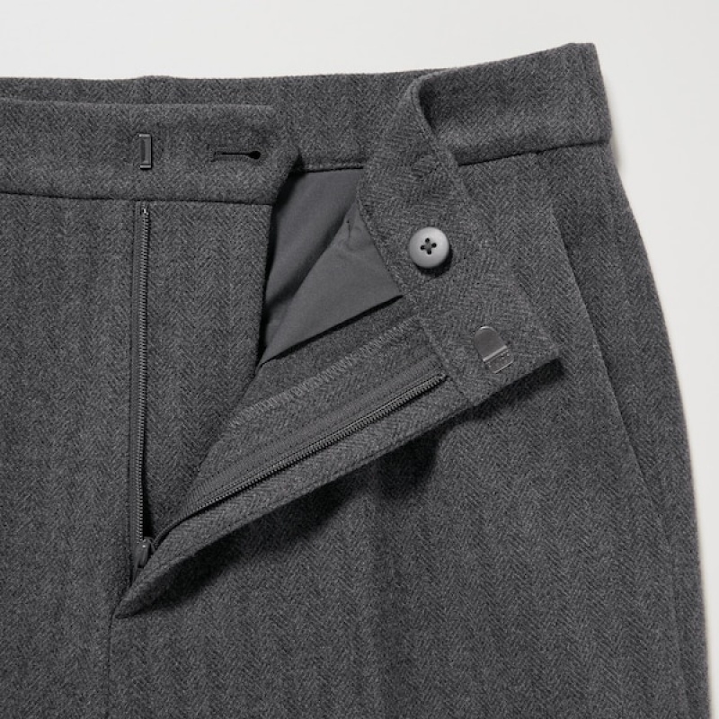 Uniqlo Smart Brushed Ankle Ženske Hlače Tamno Sive | 0649-RZSEA