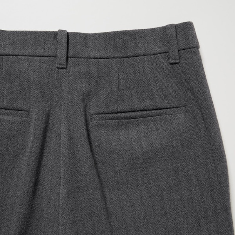 Uniqlo Smart Brushed Ankle Ženske Hlače Tamno Sive | 0649-RZSEA