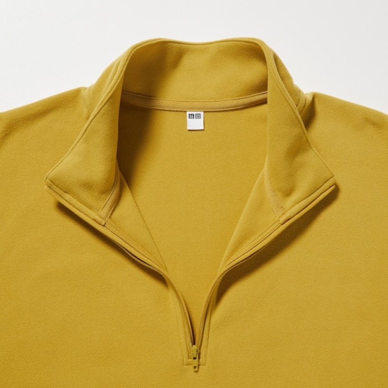 Uniqlo Smooth Fleece Half-Zip Long-Sleeve Muške Majice Žute | 3170-ZUONB