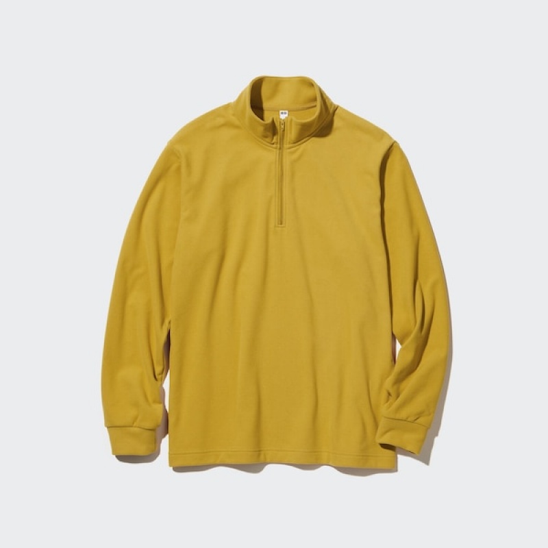 Uniqlo Smooth Fleece Half-Zip Long-Sleeve Muške Majice Žute | 3170-ZUONB