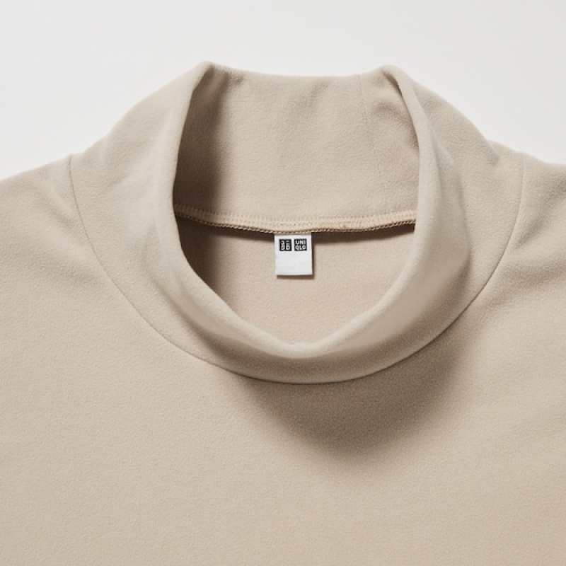 Uniqlo Smooth Fleece Mock Neck Long-Sleeve Muške Majice Bež | 4569-BWTJR