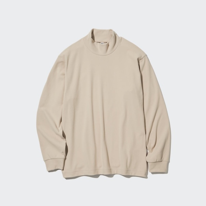 Uniqlo Smooth Fleece Mock Neck Long-Sleeve Muške Majice Bež | 4569-BWTJR