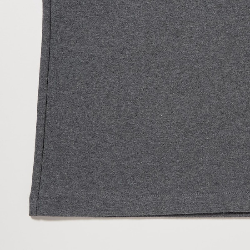 Uniqlo Smooth Stretch Cotton Crew Neck Long-Sleeve Ženske Majice Tamno Sive | 4615-YUTNF