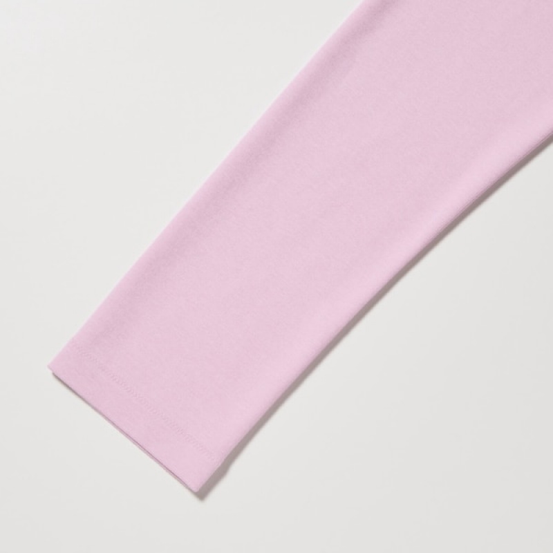 Uniqlo Smooth Stretch Cotton Turtleneck Long-Sleeve Ženske Majice Roze | 2367-FXTVI