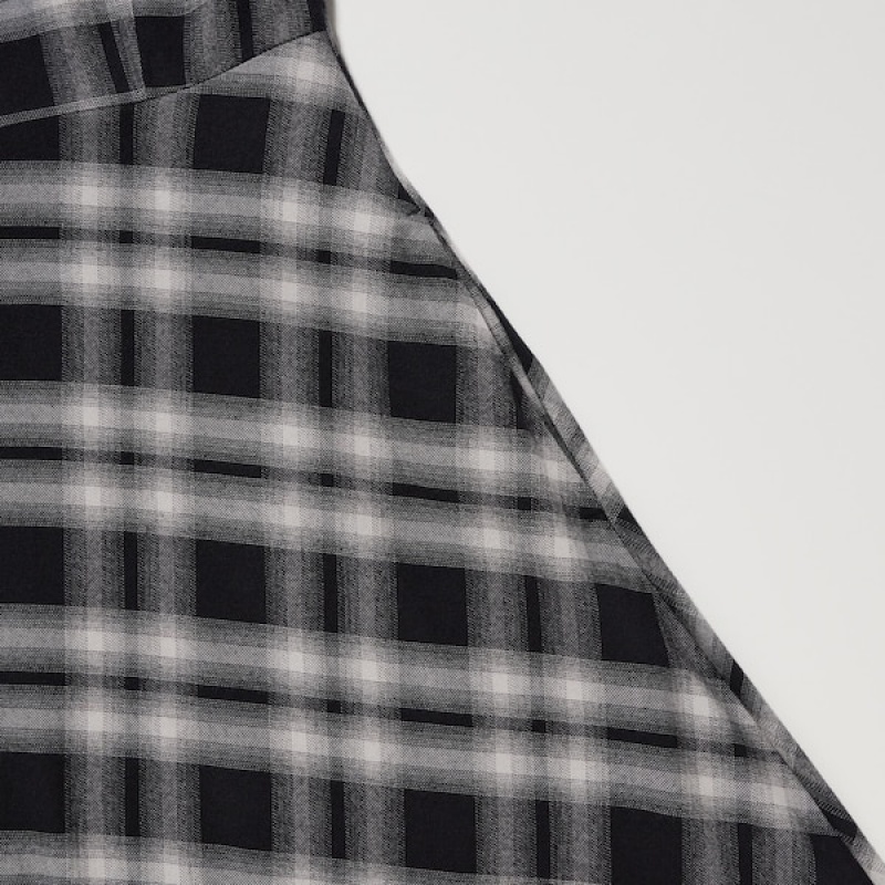 Uniqlo Soft Brushed Checked Long-Sleeve Shirt Ženske Haljina Crne | 5697-JRBAQ
