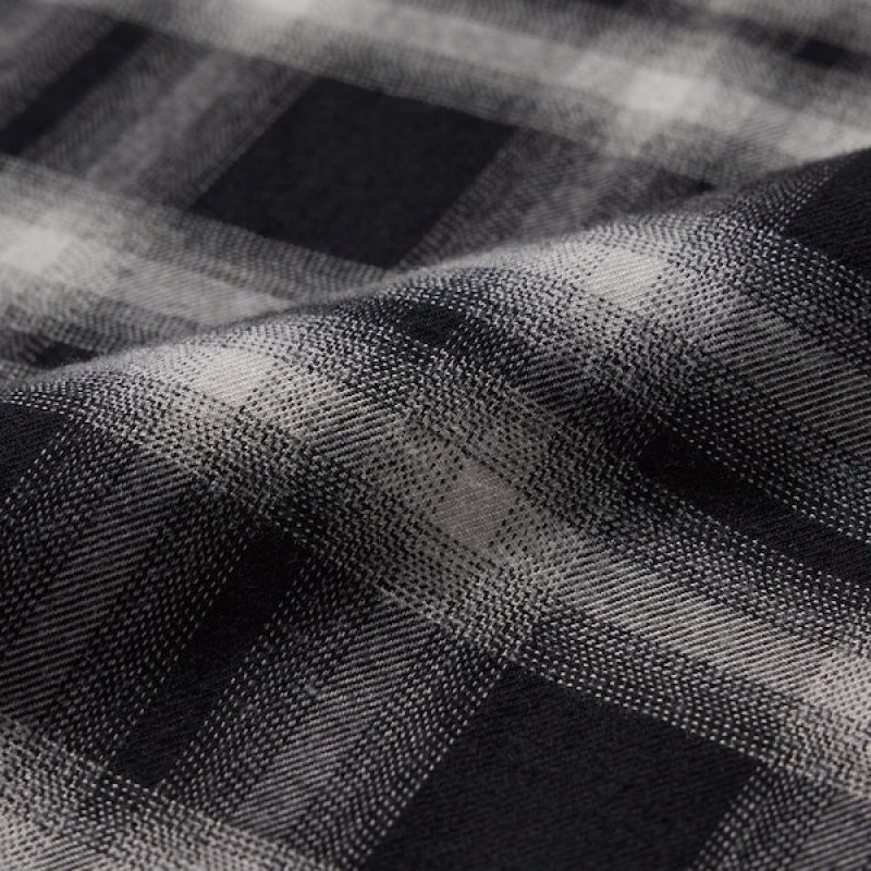 Uniqlo Soft Brushed Checked Long-Sleeve Shirt Ženske Haljina Crne | 5697-JRBAQ