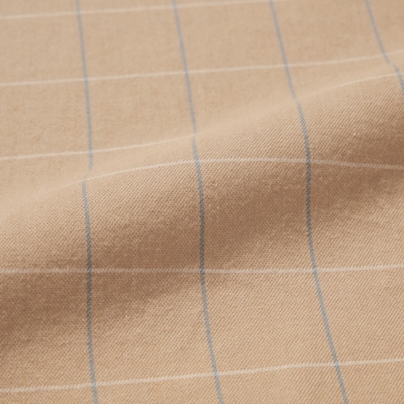 Uniqlo Soft Brushed Checked Long-Sleeve Ženske Košulje Bež | 0632-AZJBF