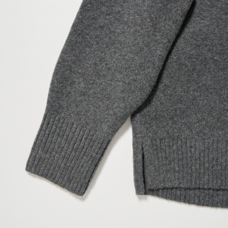 Uniqlo Souffle Yarn High Neck Long-Sleeve Ženske Džemperi Sive | 8739-RAUKO
