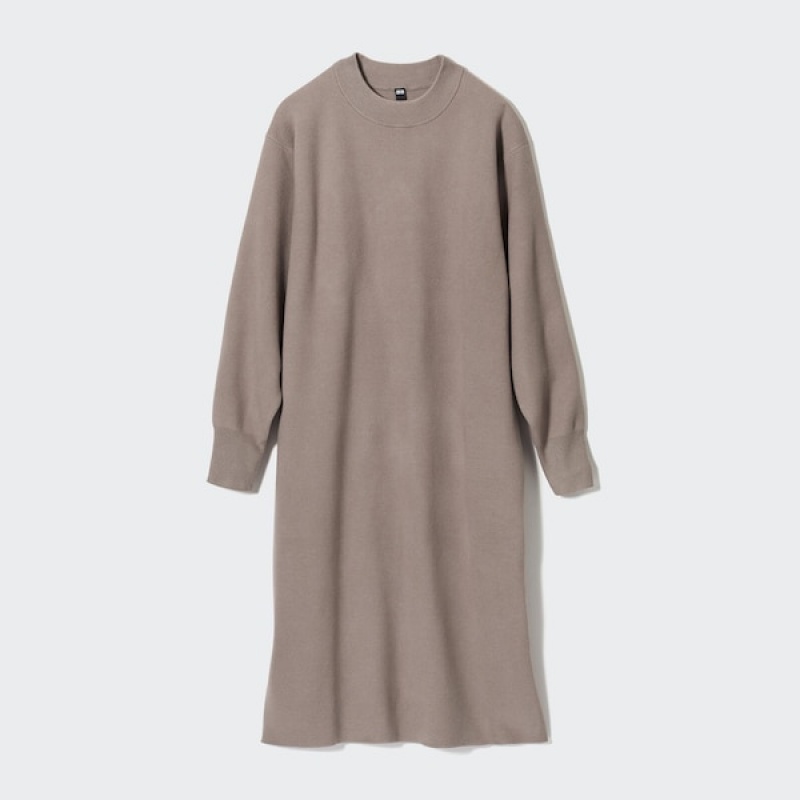 Uniqlo Souffle Yarn Long-Sleeve Ženske Haljina Sive | 5281-UEPQD