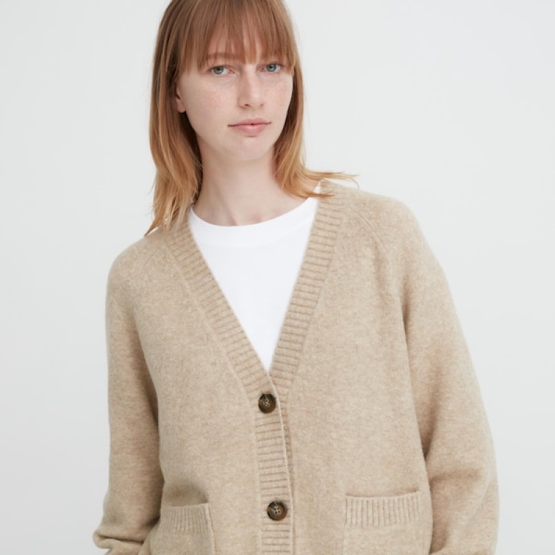 Uniqlo Souffle Yarn Short Ženske Kardigan Bež | 7492-ULVQX