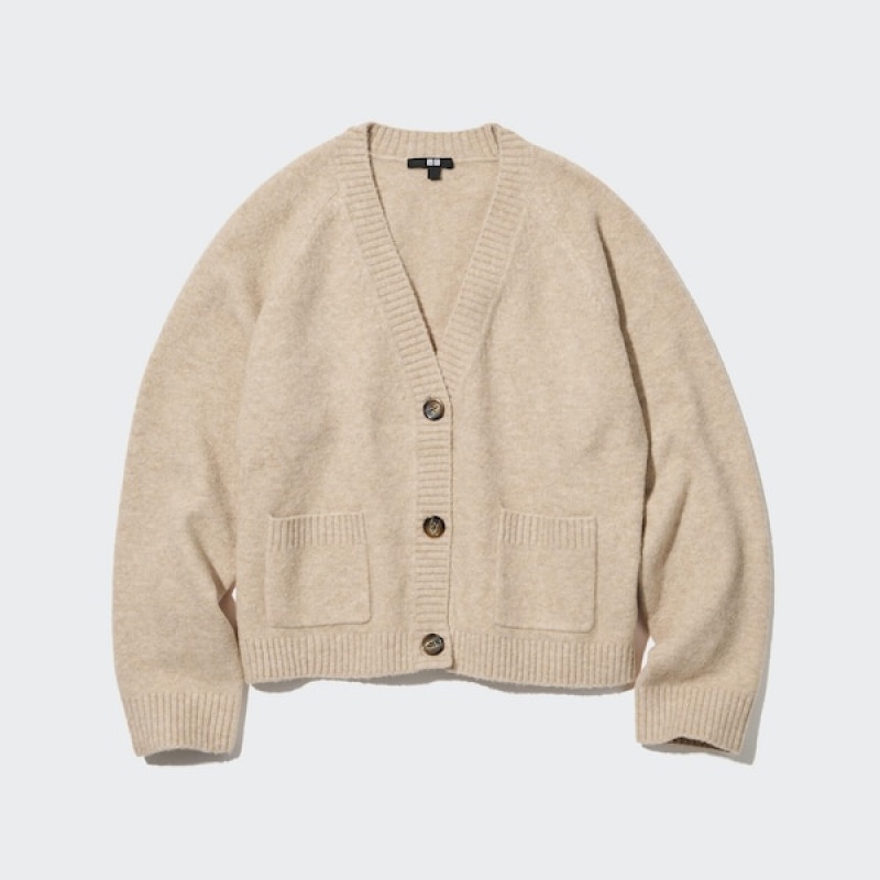 Uniqlo Souffle Yarn Short Ženske Kardigan Bež | 7492-ULVQX