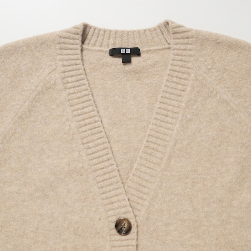 Uniqlo Souffle Yarn Short Ženske Kardigan Bež | 7492-ULVQX