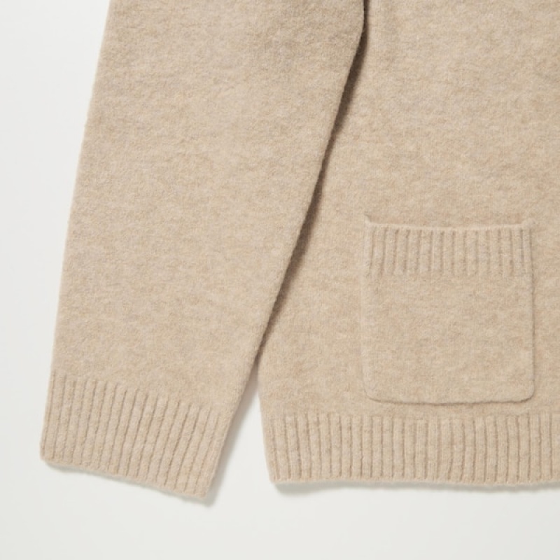Uniqlo Souffle Yarn Short Ženske Kardigan Bež | 7492-ULVQX
