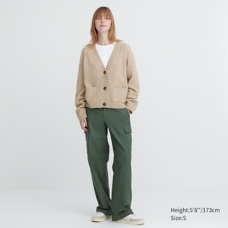 Uniqlo Souffle Yarn Short Ženske Kardigan Bež | 7492-ULVQX