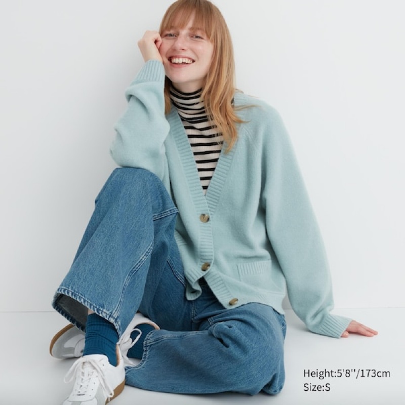 Uniqlo Souffle Yarn Short Ženske Kardigan Plave | 0917-URXYA