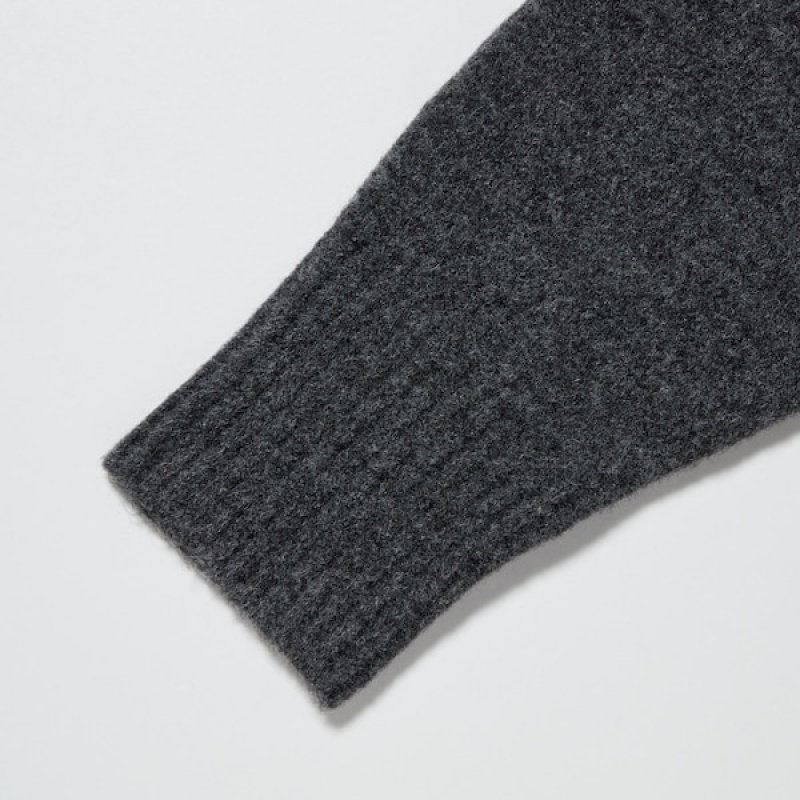 Uniqlo Souffle Yarn Turtleneck Ženske Haljina Tamno Sive | 1275-RWFMO