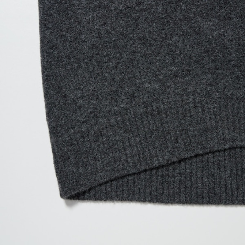 Uniqlo Souffle Yarn Turtleneck Ženske Haljina Tamno Sive | 1275-RWFMO