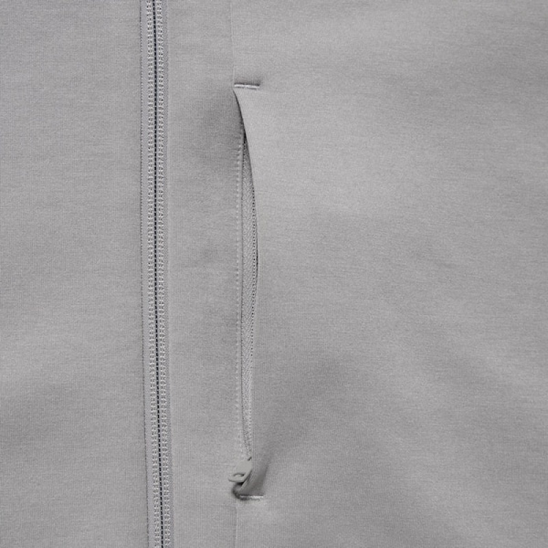 Uniqlo Stretch Dry Sweat Long-Sleeve Full-Zip Muške Majica s Kapuljačom Sive | 0758-TGUYE