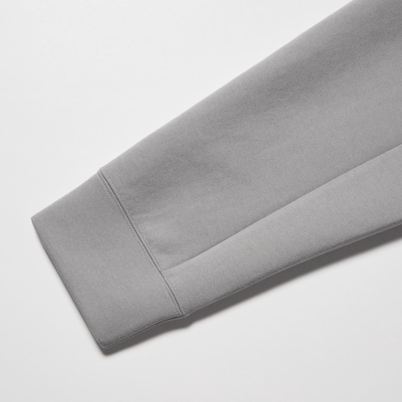 Uniqlo Stretch Dry Sweat Long-Sleeve Full-Zip Muške Majica s Kapuljačom Sive | 0758-TGUYE