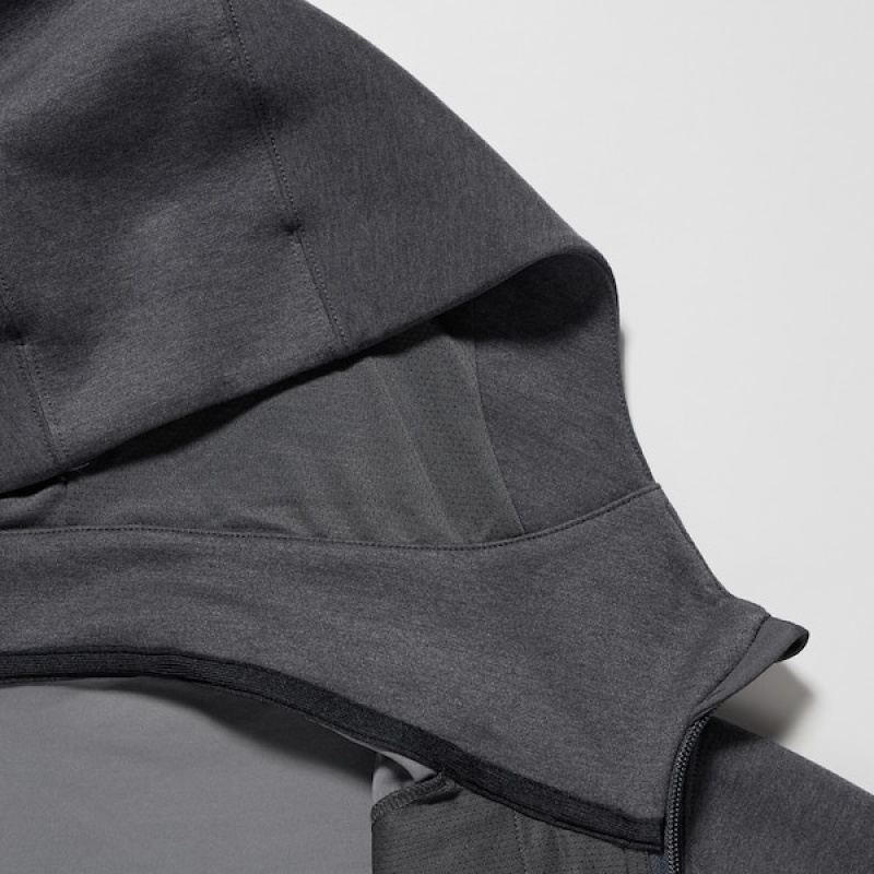 Uniqlo Stretch Dry Sweat Long-Sleeve Full-Zip Muške Majica s Kapuljačom Plave | 7836-GJKLC