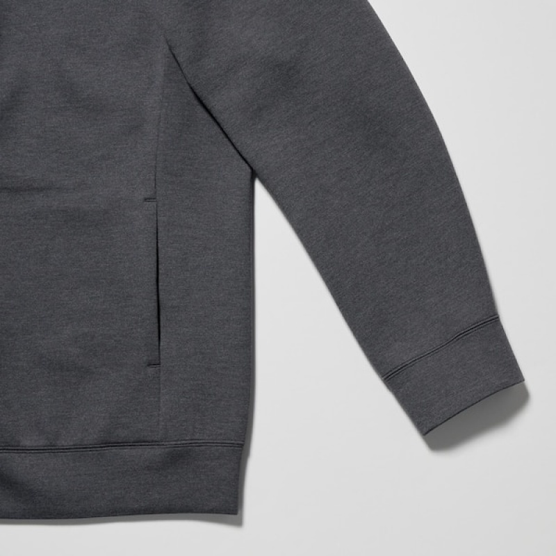 Uniqlo Stretch Dry Sweat Long-Sleeve Full-Zip Muške Majica s Kapuljačom Plave | 7836-GJKLC