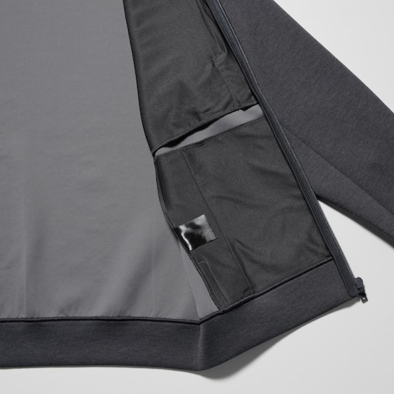 Uniqlo Stretch Dry Sweat Long-Sleeve Full-Zip Muške Majica s Kapuljačom Plave | 7836-GJKLC