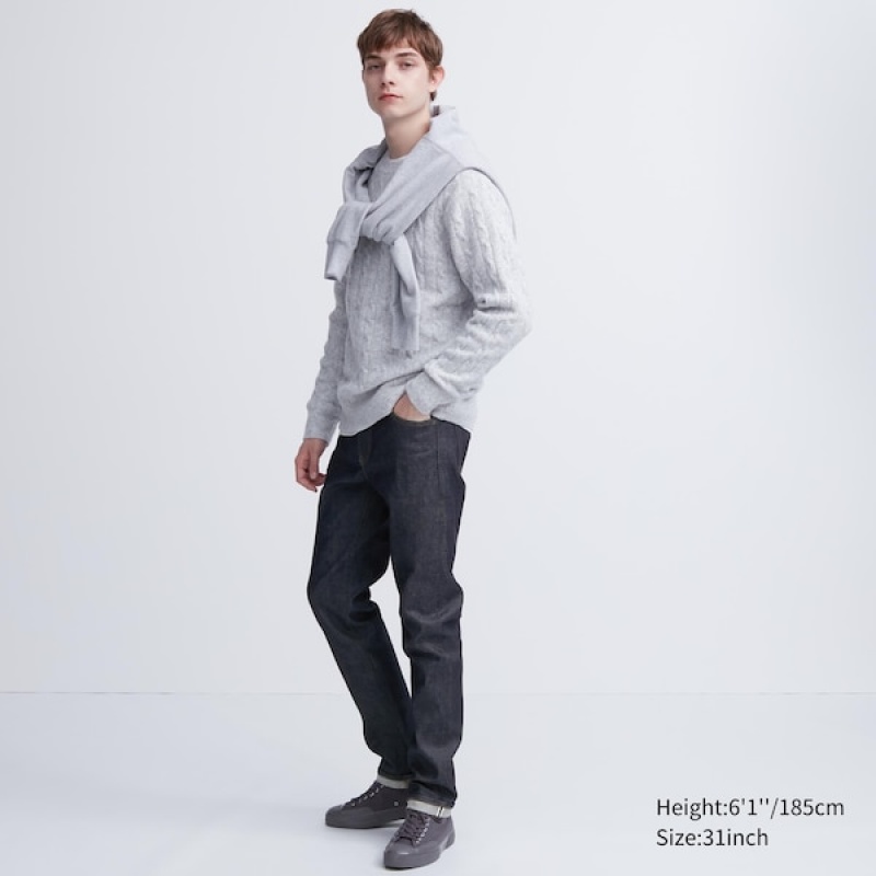 Uniqlo Stretch Selvedge Slim-Fit Muške Traperice Tamnoplave | 7841-BGFXZ