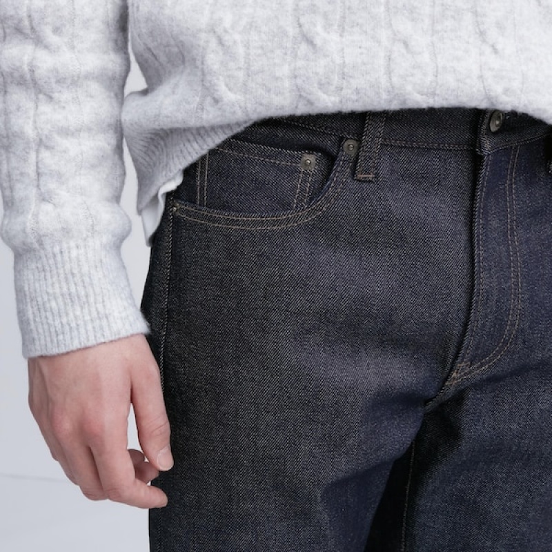 Uniqlo Stretch Selvedge Slim-Fit Muške Traperice Tamnoplave | 7841-BGFXZ