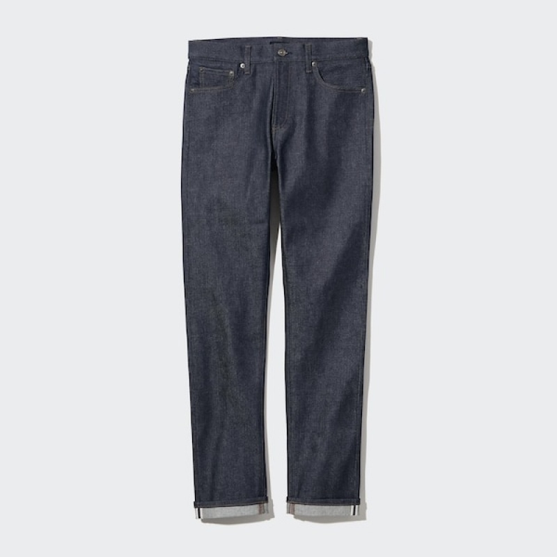 Uniqlo Stretch Selvedge Slim-Fit Muške Traperice Tamnoplave | 7841-BGFXZ