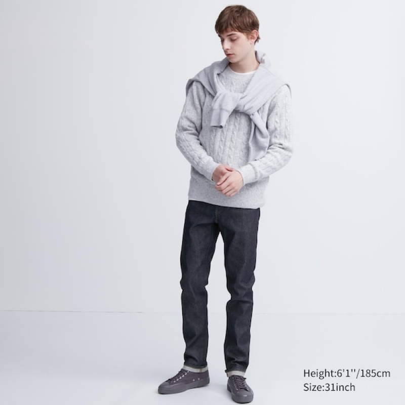 Uniqlo Stretch Selvedge Slim-Fit Muške Traperice Tamnoplave | 7841-BGFXZ