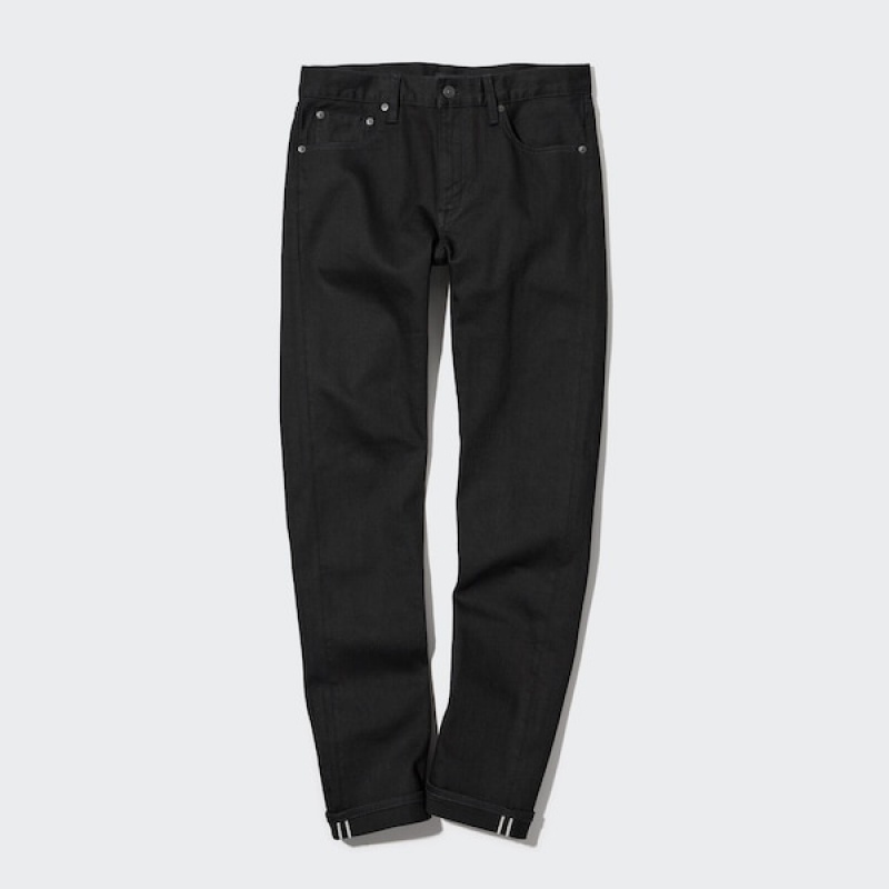 Uniqlo Stretch Selvedge Slim-Fit Muške Traperice Crne | 3109-UVZKY