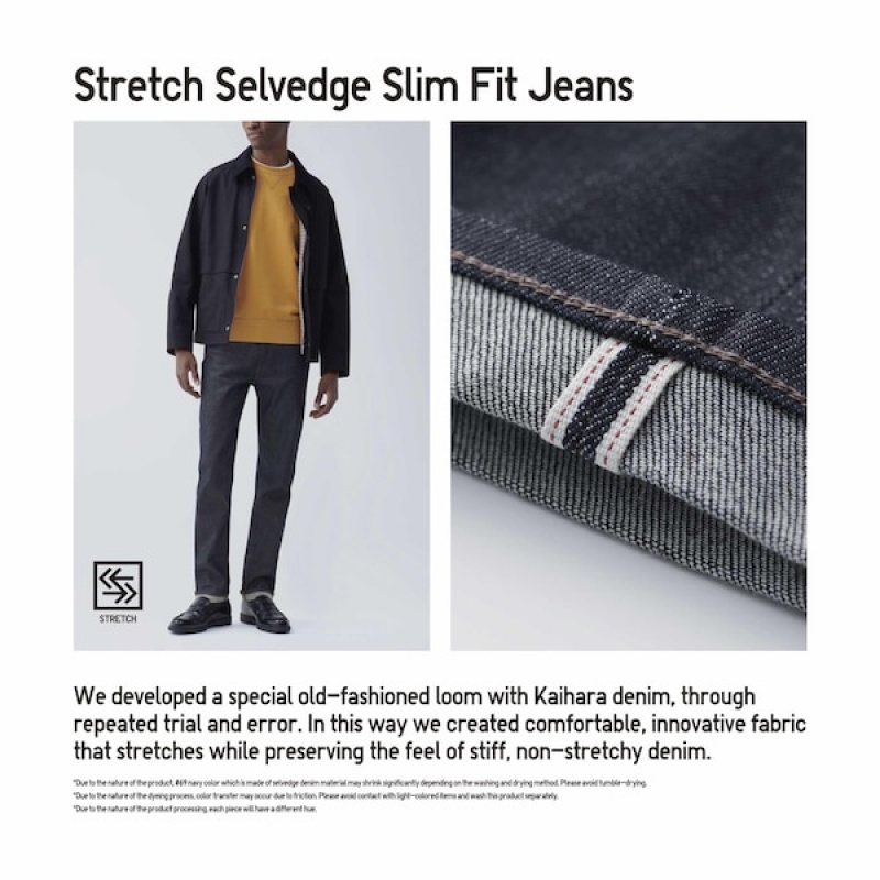 Uniqlo Stretch Selvedge Slim-Fit Muške Traperice Sive | 0893-TVJOW