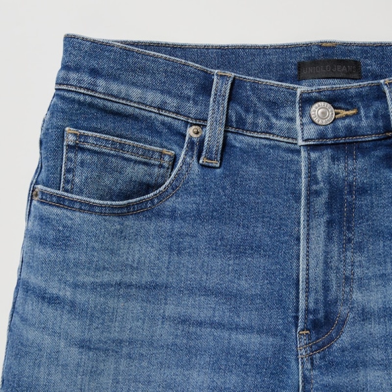 Uniqlo Stretch Slim Ravno Ženske Traperice Crne | 8651-ZDOEB