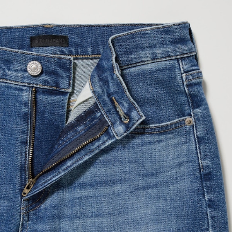 Uniqlo Stretch Slim Ravno Ženske Traperice Crne | 8651-ZDOEB