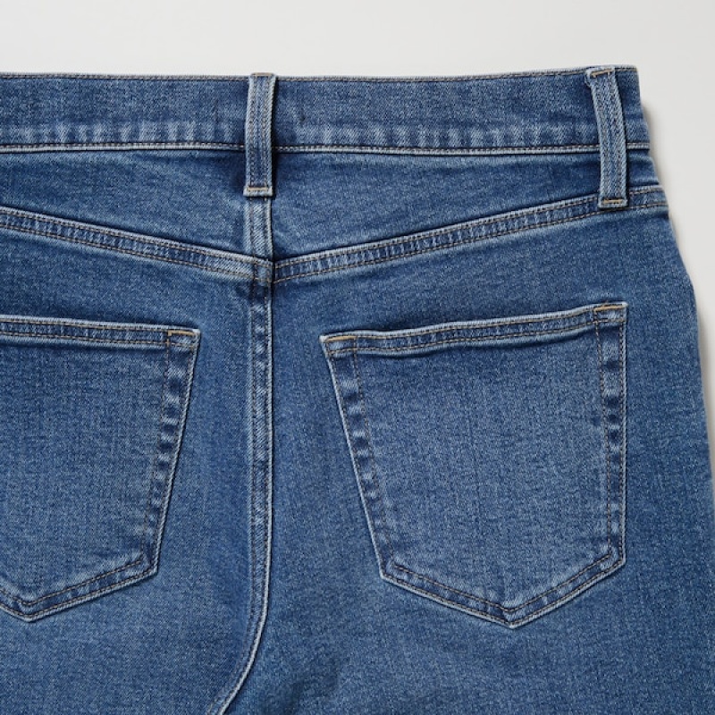 Uniqlo Stretch Slim Ravno Ženske Traperice Crne | 8651-ZDOEB