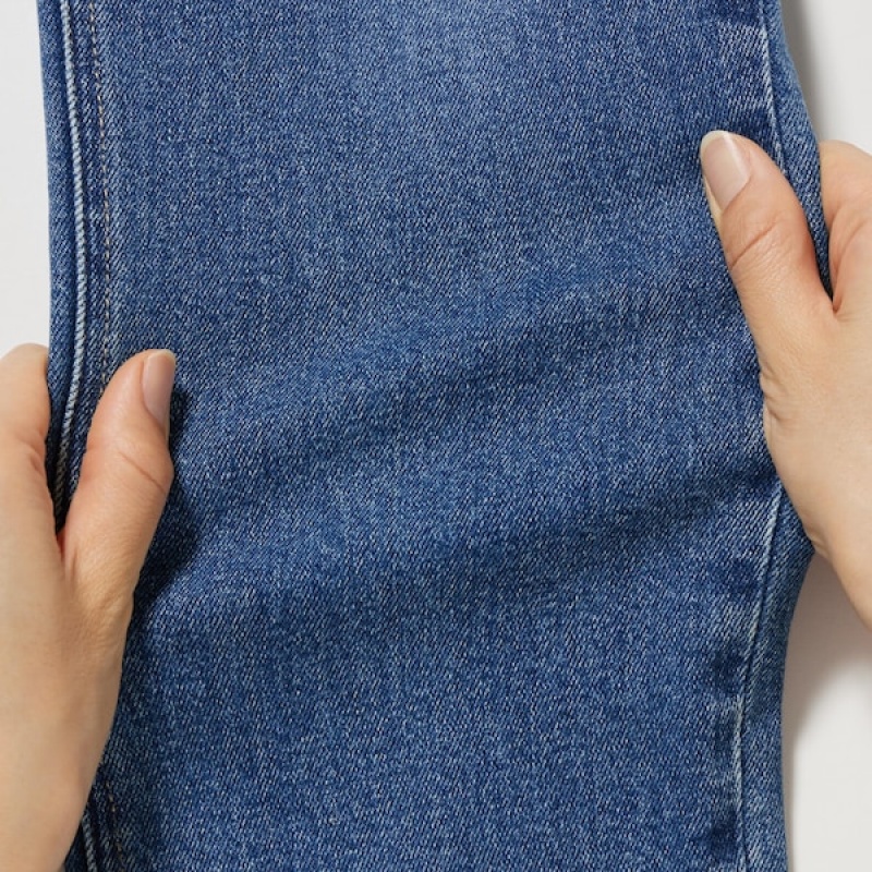Uniqlo Stretch Slim Ravno Ženske Traperice Crne | 8651-ZDOEB