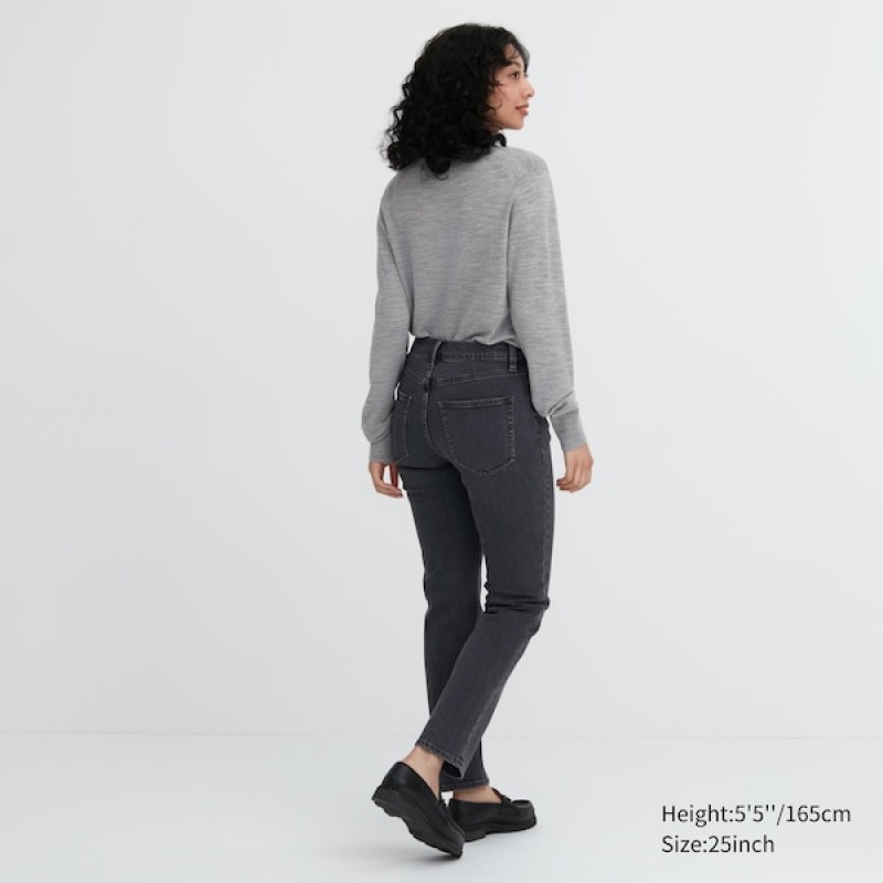 Uniqlo Stretch Slim Ravno Ženske Traperice Sive | 5279-VYRZB