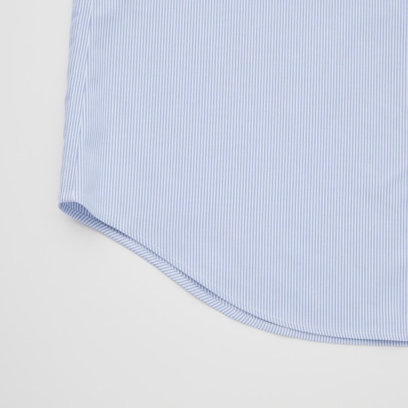 Uniqlo Super Non-Iron Prugasta Slim-Fit Long-Sleeve Muške Košulje Plave | 7103-XWUMG