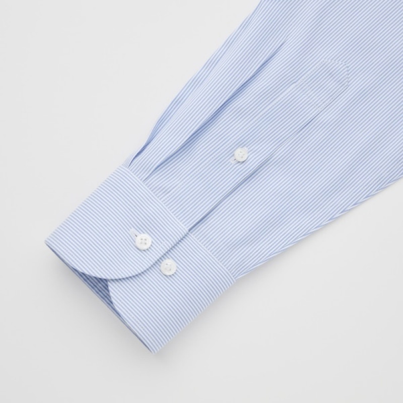 Uniqlo Super Non-Iron Prugasta Slim-Fit Long-Sleeve Muške Košulje Plave | 7103-XWUMG
