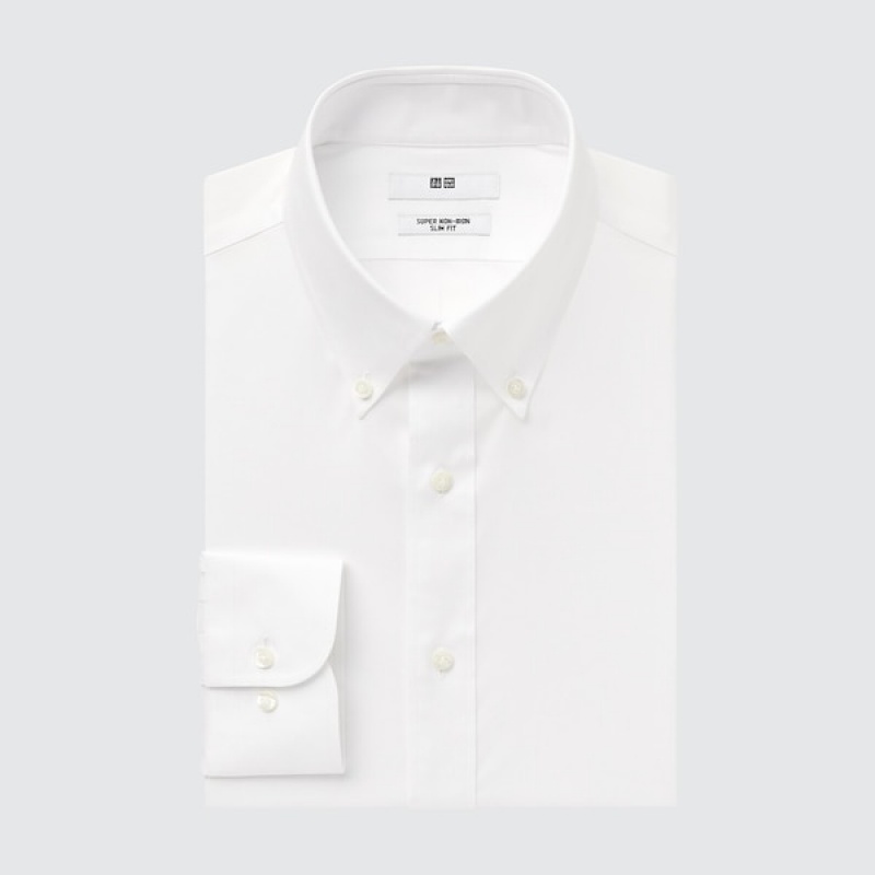 Uniqlo Super Non-Iron Slim-Fit Long-Sleeve Muške Košulje Bijele | 5407-SAHTN