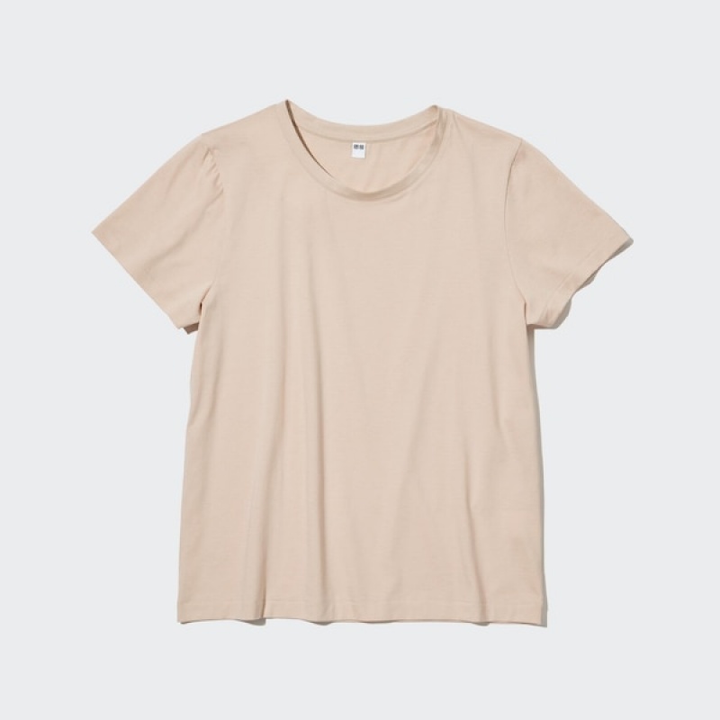 Uniqlo Supima® Cotton Crew Neck Short-Sleeve Ženske Majice Bež | 3089-NRHUL