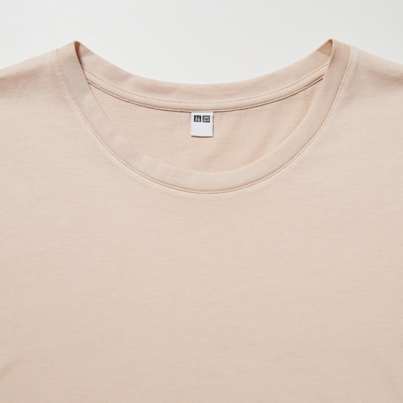 Uniqlo Supima® Cotton Crew Neck Short-Sleeve Ženske Majice Bež | 3089-NRHUL
