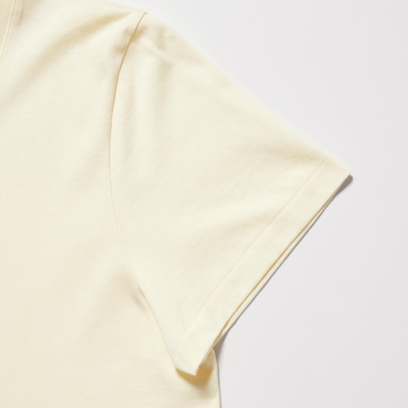Uniqlo Supima® Cotton V-Neck Short-Sleeve Ženske Majice Žute | 4968-SXQBJ
