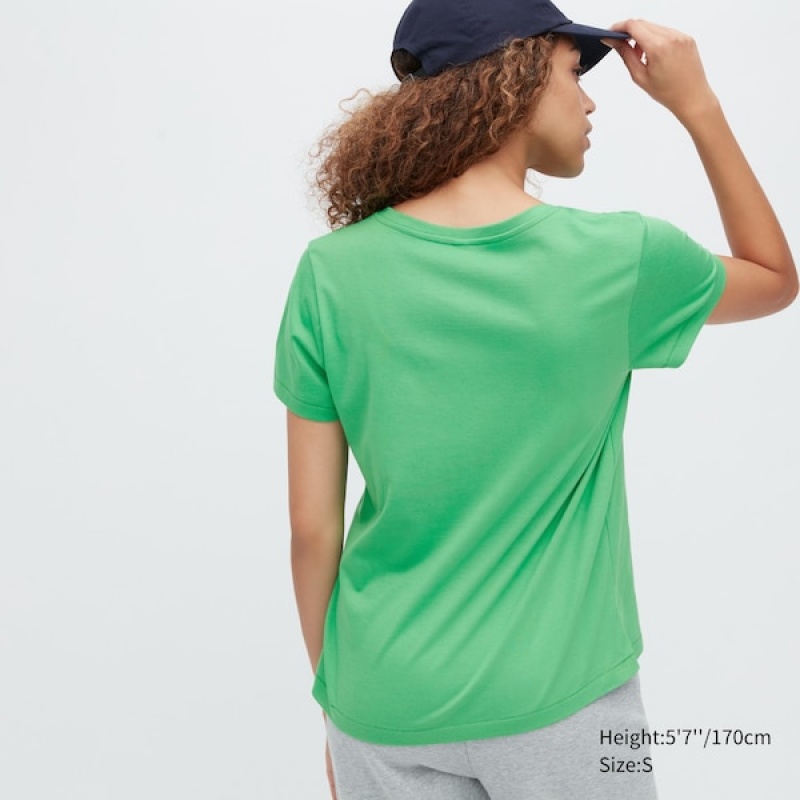 Uniqlo Supima® Cotton V-Neck Short-Sleeve Ženske Majice Zelene | 3172-WVFQY