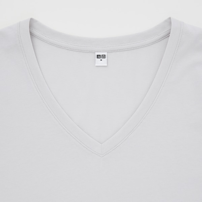 Uniqlo Supima® Cotton V-Neck Short-Sleeve Ženske Majice Bijele | 1698-AFGJU