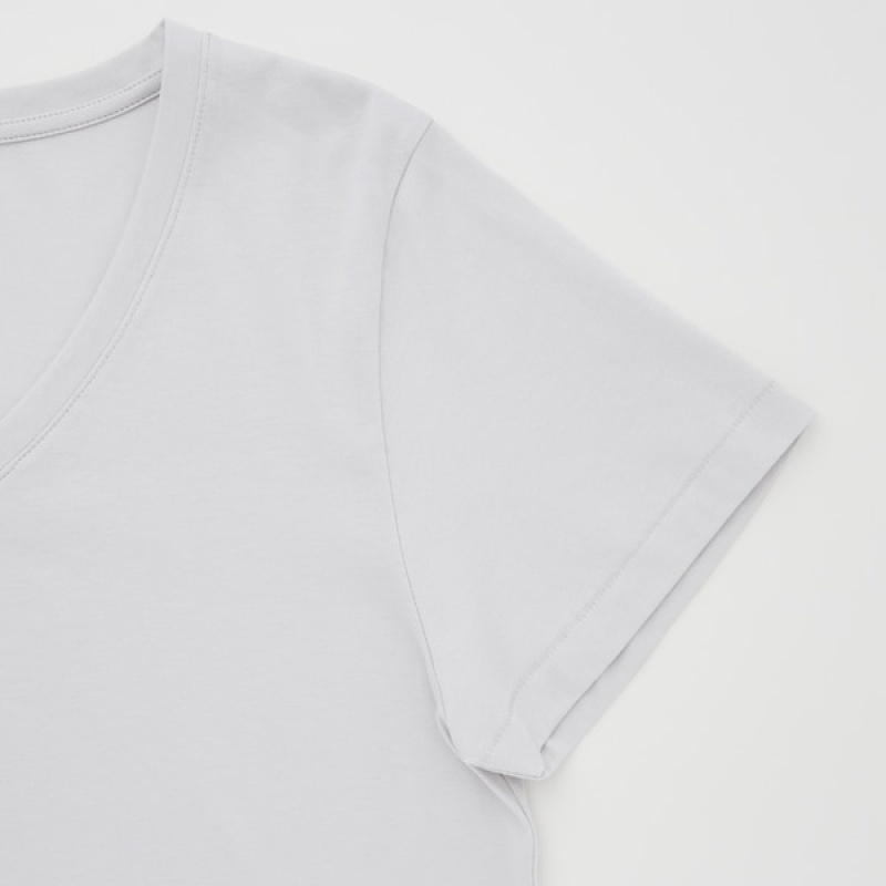 Uniqlo Supima® Cotton V-Neck Short-Sleeve Ženske Majice Bijele | 1698-AFGJU