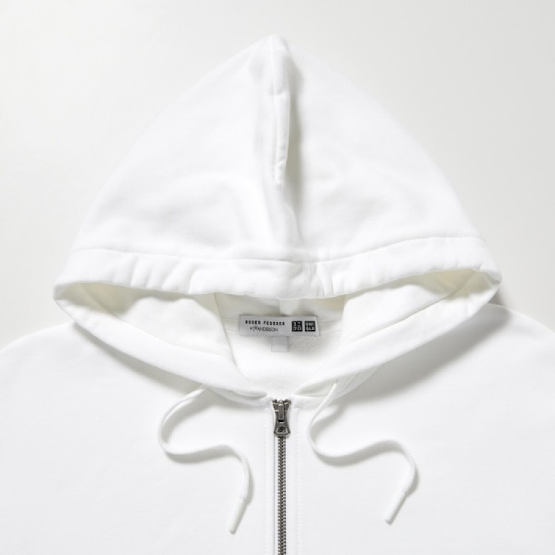 Uniqlo Sweat Full-Zip Long-Sleeve Muške Dukserice Bijele | 8376-CKHGQ