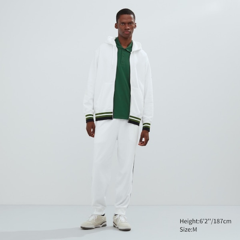Uniqlo Sweat Full-Zip Long-Sleeve Muške Dukserice Bijele | 8376-CKHGQ
